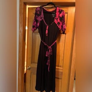 Black and Pink Tie-Dye Wide Leg Jumpsuit